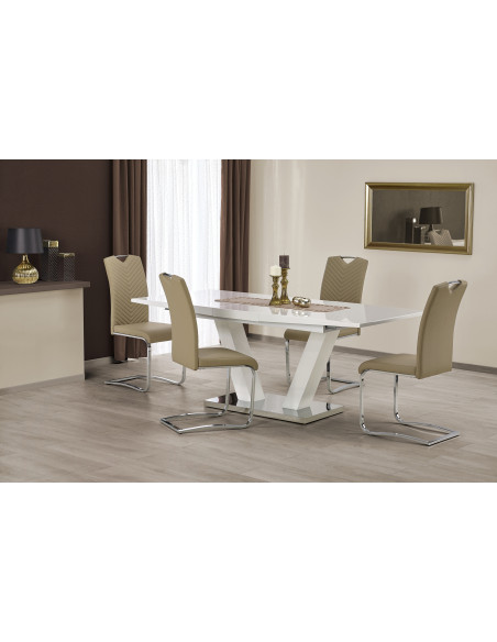 VISION Stół Rozkładany 160-200 cm Biały / Stal Nierdzewna - Stylowy