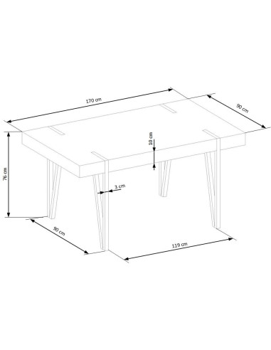 YOHANN Stół 170/90/76 cm Dąb San Remo/Czarny - Styl i Funkcjonalność