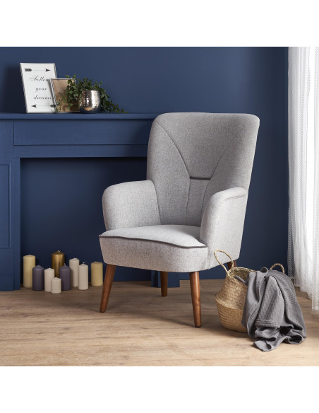 BISHOP Fotel Wypoczynkowy Jasny Popiel z Drewnianymi Nóżkami - Komfort i Styl