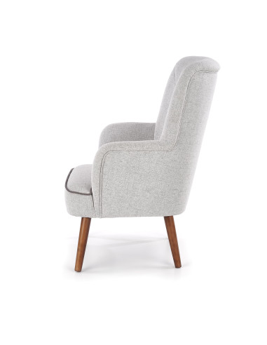 BISHOP Fotel Wypoczynkowy Jasny Popiel z Drewnianymi Nóżkami - Komfort i Styl