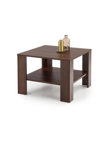 KWADRO KWADRAT Ława Ciemny Orzech 70/70/53 cm z Półką - Klasyka w Salonie