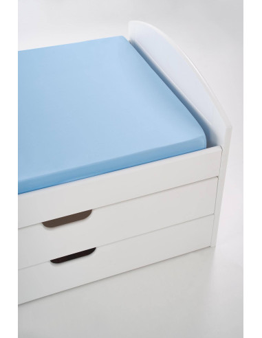 Łóżko dwuosobowe LAGUNA 2 z pojemnikiem na pościel -  wysuwany dolny materac / biały