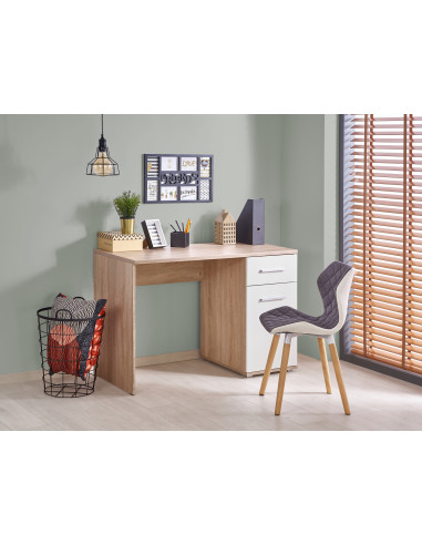 LIMA B-1 Biurko Białe / Dąb Sonoma 120/55/77 cm z Szafką i Szufladą