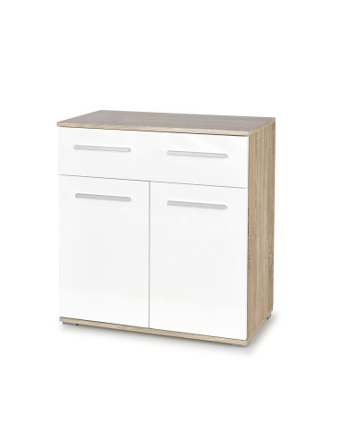 LIMA KM-1 Komoda Dąb Sonoma/Biały 77x40x82cm - Stylowy Kontrast