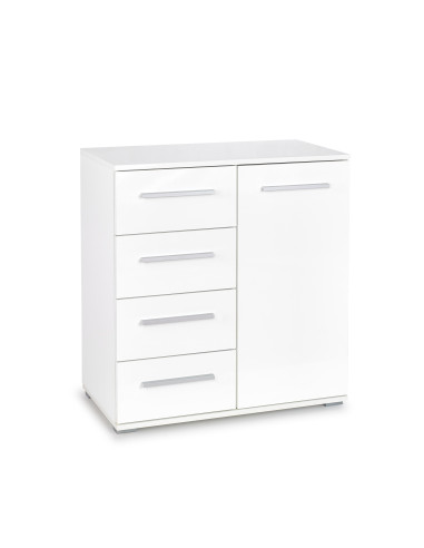 LIMA KM-2 Komoda Biały Wysoki Połysk 77x40x82cm - Nowoczesność w Domu