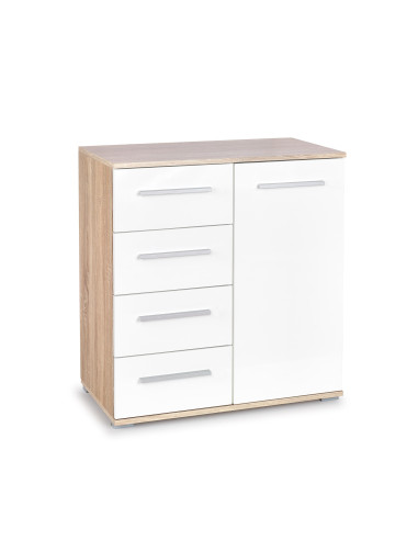 LIMA KM-2 Komoda Dąb Sonoma/Biały 77x40x82cm - Elegancja i Pojemność