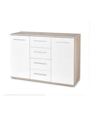 LIMA KM-4 Komoda Dąb/Biały 116/40/82 cm - Nowoczesny Akcent w Domu