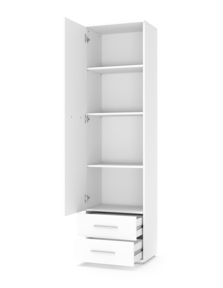 LIMA REG1 Regał z 2 Szufladami 60/40/200 cm Biały - Praktyczna Przestrzeń