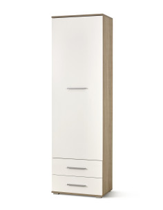 LIMA REG1 Regał z 2 Szufladami 60/40/200 cm Dąb Sonoma / Biały Praktyczny