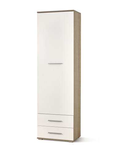 LIMA REG1 Regał z 2 Szufladami 60/40/200 cm Dąb Sonoma / Biały Praktyczny