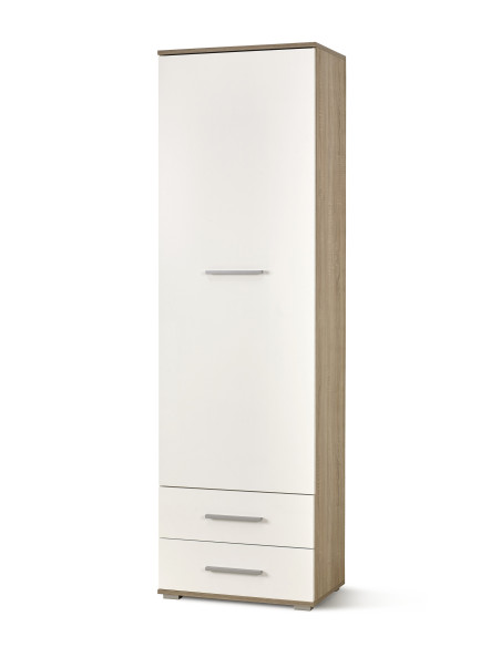 LIMA REG1 Regał z 2 Szufladami 60/40/200 cm Dąb Sonoma / Biały Praktyczny