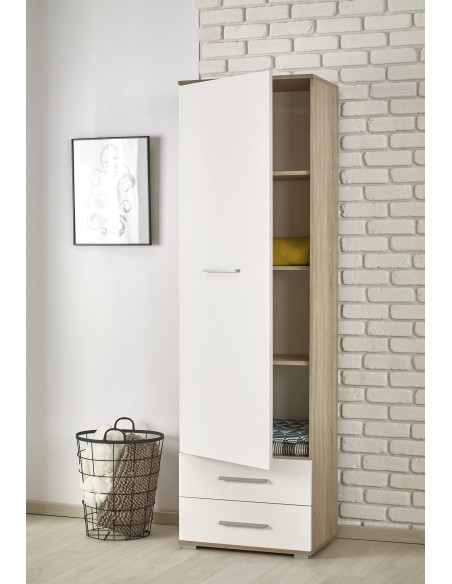 LIMA REG1 Regał z 2 Szufladami 60/40/200 cm Dąb Sonoma / Biały Praktyczny