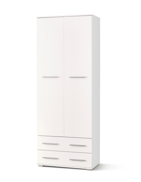 LIMA REG2 Regał z 2 Szufladami 77/40/200 cm Biały - Praktyczna Przestrzeń