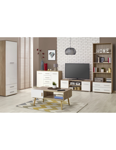 LIMA RTV1 Szafka 137/40/44 cm Dąb/Biały - Pojemna i Użyteczna