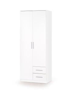 LIMA S-2 Szafa 80/52/205 cm z 2 Szufladami Biały Połysk - Funkcjonalna
