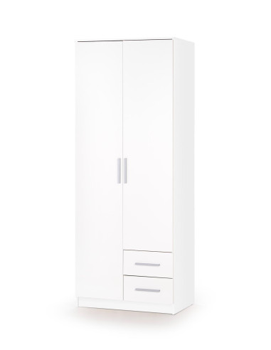 LIMA S-2 Szafa 80/52/205 cm z 2 Szufladami Biały Połysk - Funkcjonalna