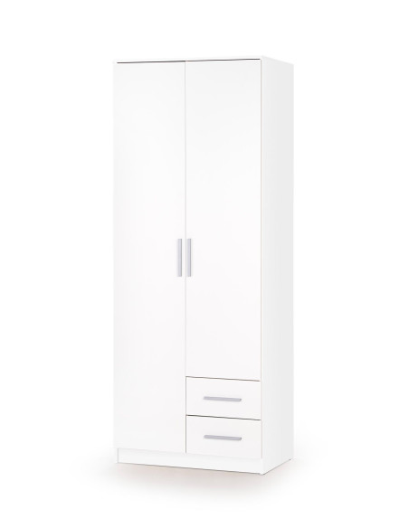 LIMA S-2 Szafa 80/52/205 cm z 2 Szufladami Biały Połysk - Funkcjonalna