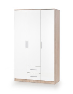 LIMA S-3 Szafa z 2 Szufladami 120/52/205 cm Biały/Dąb - Pojemna Przestrzeń