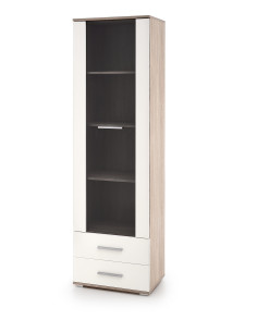LIMA W-1 Witryna 60/40/200 cm Biała/Dąb z 2 Szufladami Piękno w Prostocie