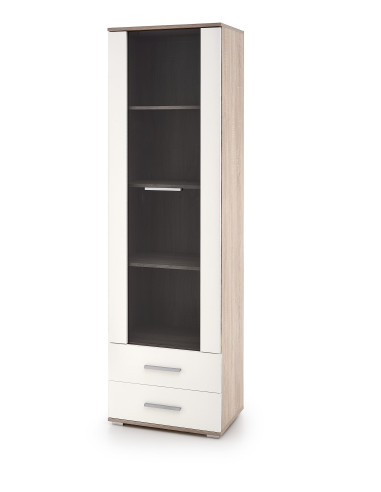 LIMA W-1 Witryna 60/40/200 cm Biała/Dąb z 2 Szufladami Piękno w Prostocie