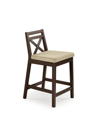 Krzesło barowe drewniane niskie BORYS LOW ciemny orzech / Vila 2