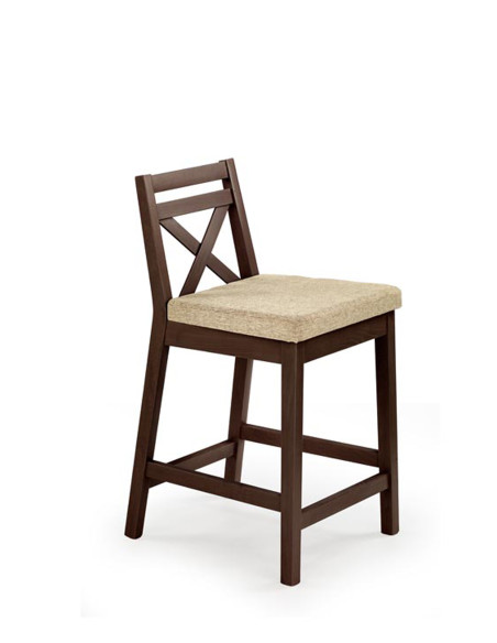 Krzesło barowe drewniane niskie BORYS LOW ciemny orzech / Vila 2