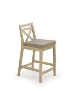 BORYS LOW Krzesło Barowe | Tkanina / Drewno Dąb Sonoma - Eleganckie