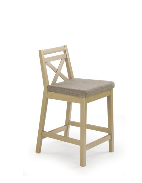 BORYS LOW Krzesło Barowe | Tkanina / Drewno Dąb Sonoma - Eleganckie
