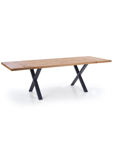 XAVIER Stół rozkładany 160-250 cm, Jasny Dąb + Czarne Nogi w Kształcie X