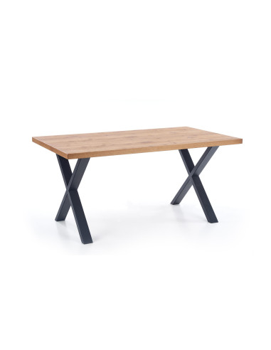 XAVIER Stół rozkładany 160-250 cm, Jasny Dąb + Czarne Nogi w Kształcie X