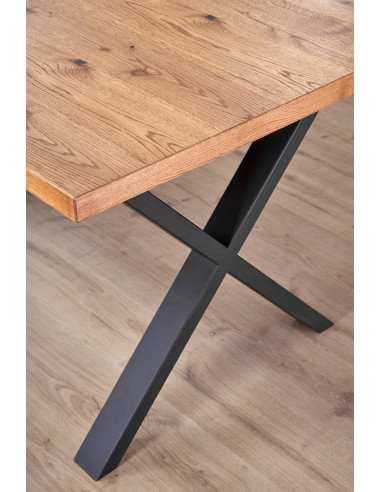 XAVIER Stół rozkładany 160-250 cm, Jasny Dąb + Czarne Nogi w Kształcie X