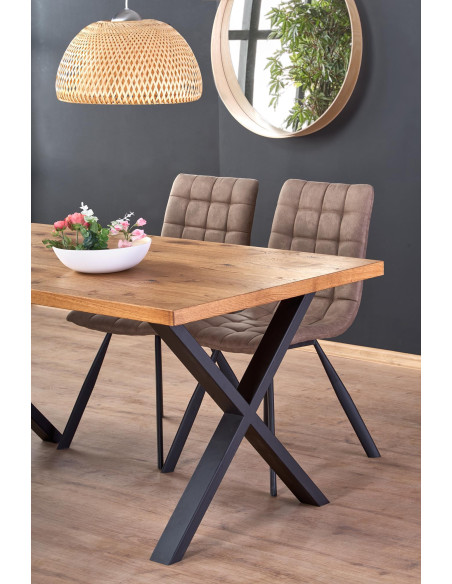 XAVIER Stół rozkładany 160-250 cm, Jasny Dąb + Czarne Nogi w Kształcie X