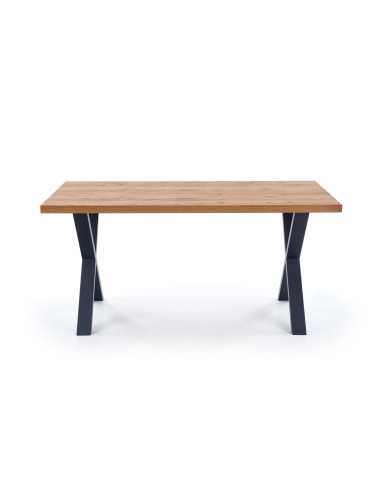 XAVIER Stół rozkładany 160-250 cm, Jasny Dąb + Czarne Nogi w Kształcie X