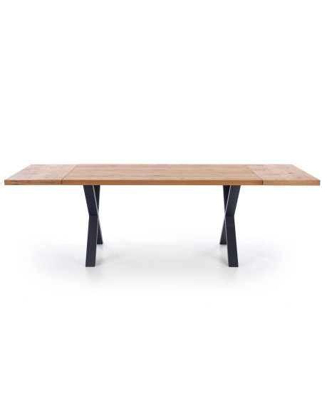 XAVIER Stół rozkładany 160-250 cm, Jasny Dąb + Czarne Nogi w Kształcie X