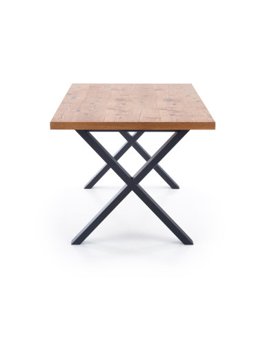 XAVIER Stół rozkładany 160-250 cm, Jasny Dąb + Czarne Nogi w Kształcie X