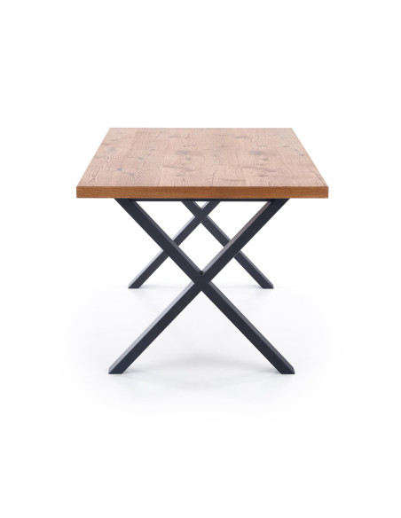 XAVIER Stół rozkładany 160-250 cm, Jasny Dąb + Czarne Nogi w Kształcie X