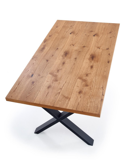 XAVIER Stół rozkładany 160-250 cm, Jasny Dąb + Czarne Nogi w Kształcie X