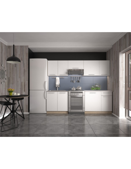 DARIA 240 cm Kuchnia Dąb Sonoma/Biały - Jasność i Przestronność Kuchni