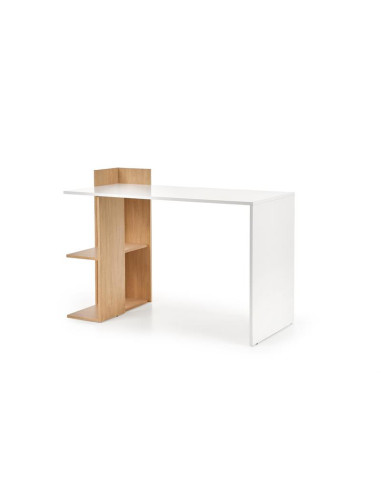FINO Biurko 122/57/85 cm Dąb Złoty/Biały z Półką - Nowoczesne i Praktyczne