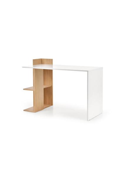FINO Biurko 122/57/85 cm Dąb Złoty/Biały z Półką - Nowoczesne i Praktyczne