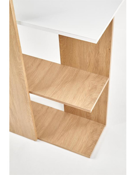 FINO Biurko 122/57/85 cm Dąb Złoty/Biały z Półką - Nowoczesne i Praktyczne