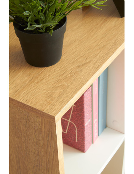 GROSSO Biurko 149/50/105 cm Dąb Złoty/Biały z Szufladą i Półkami- Praktyczne