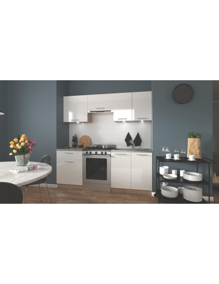 MARIJA 200 cm Kuchnia Dąb Sonoma/Biały Połysk - Blask i Styl w Kuchni