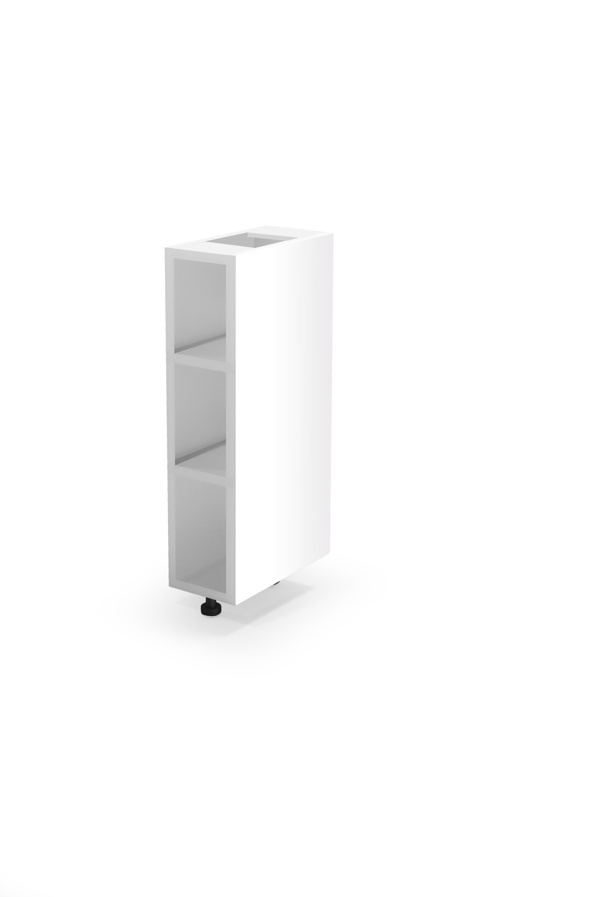 Biała szafka VENTO D15 z dwoma półkami – widok z boku.