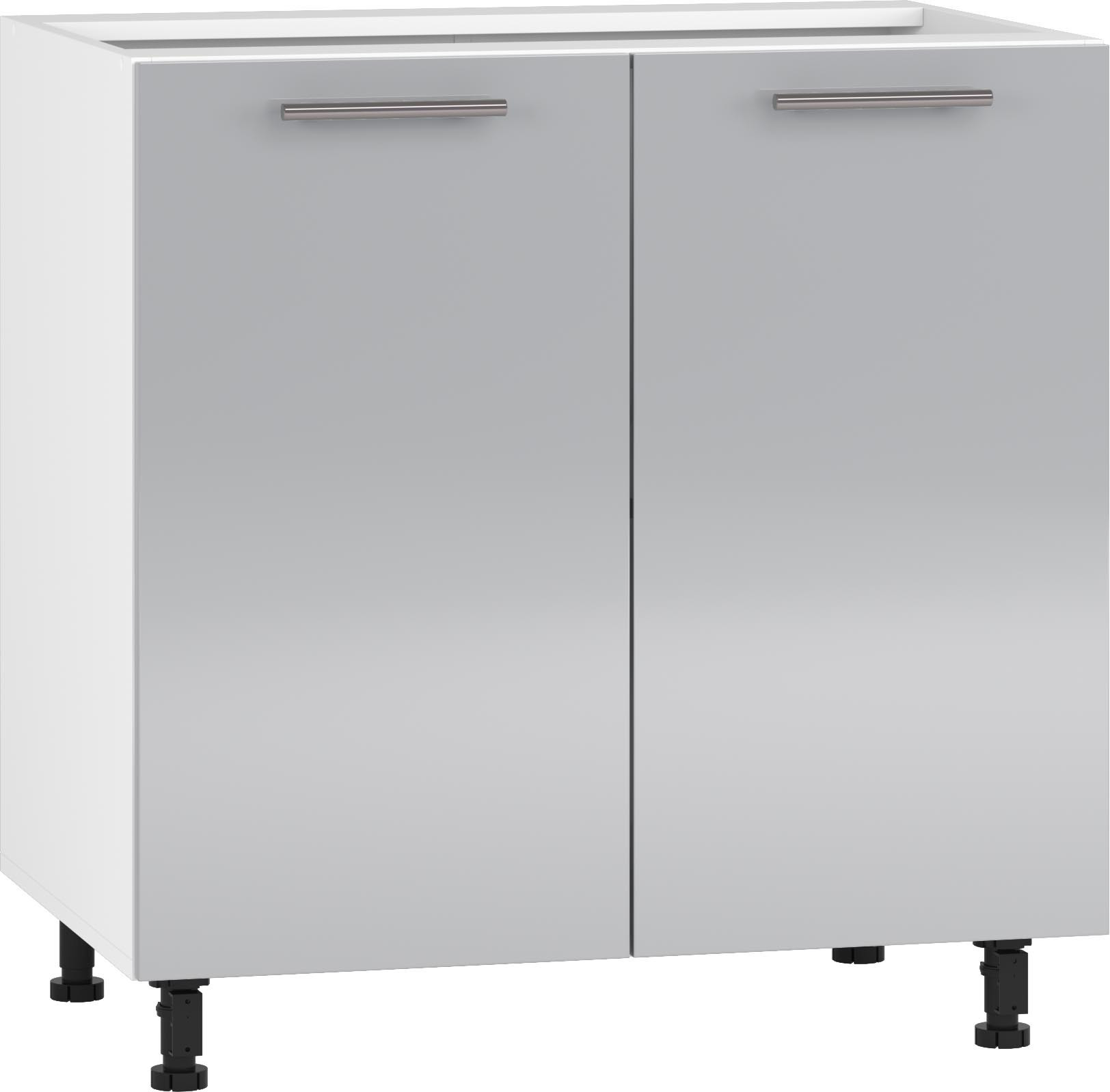 Przedni widok szafki dolnej VENTO D-80/82 w jasnym popielu z dwoma drzwiami.