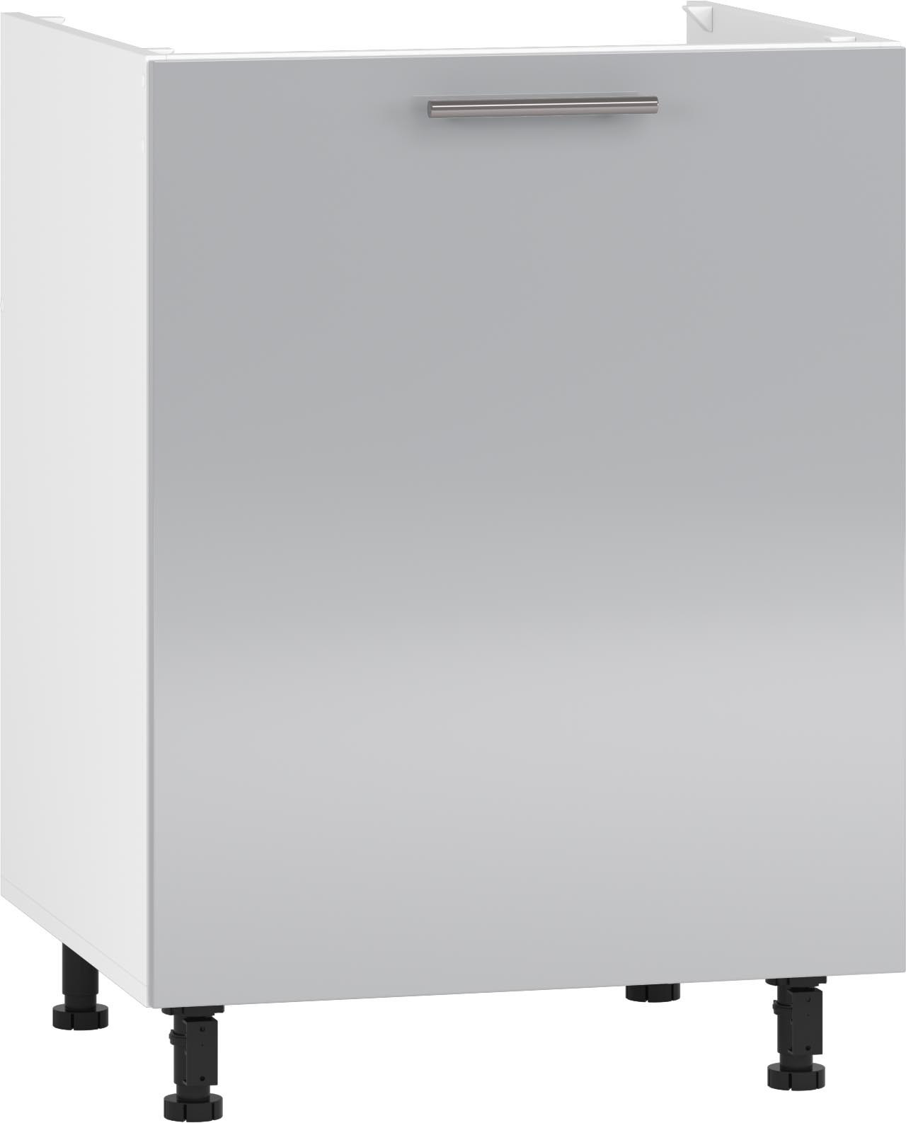 Frontowy widok szafki zlewozmywakowej VENTO DK 60/82 w jasnym popielu z białymi bokami.