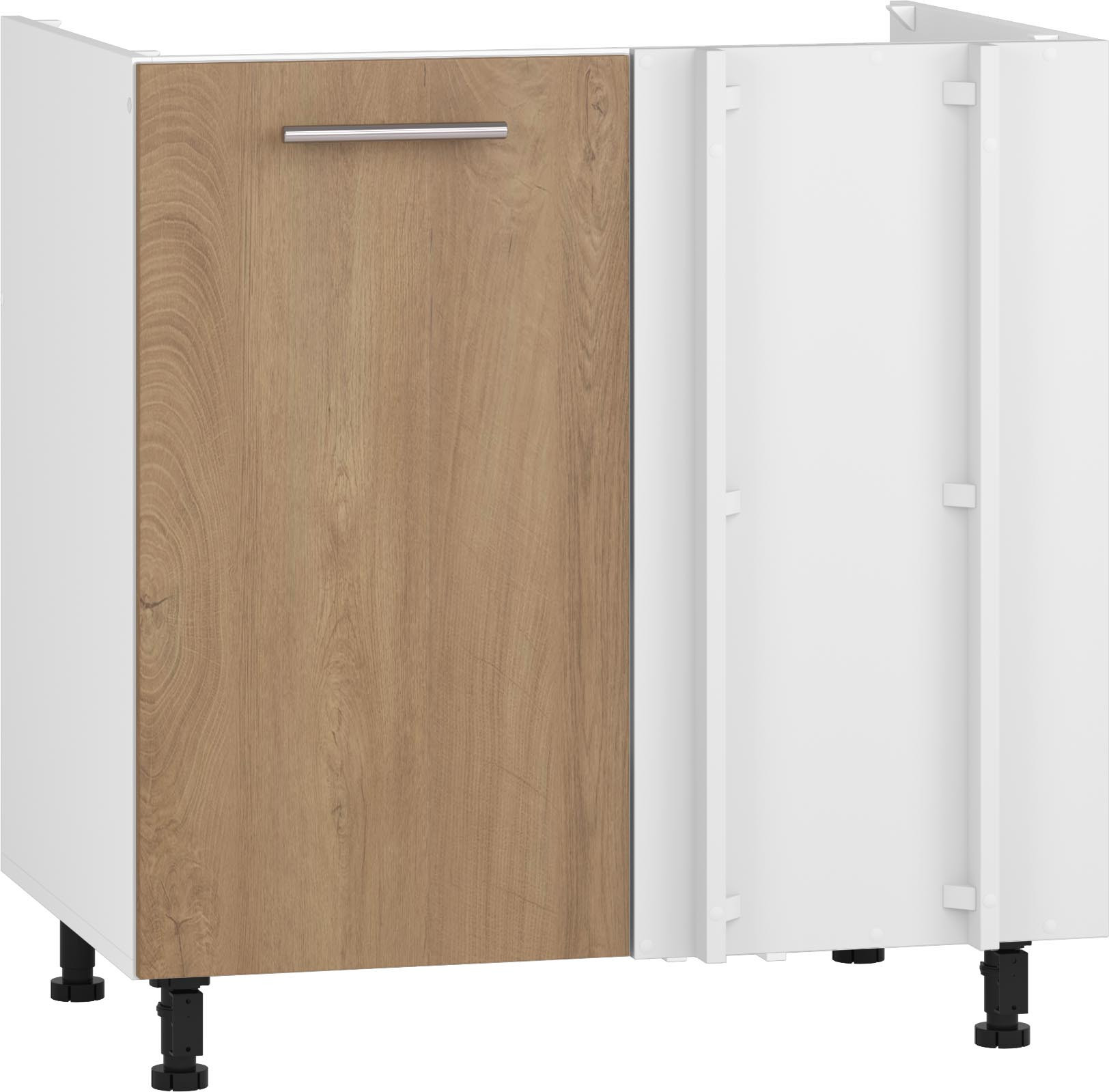 Front szafki narożnej VENTO DKN-100-82 w kolorze dąb miodowy z białymi bokami.