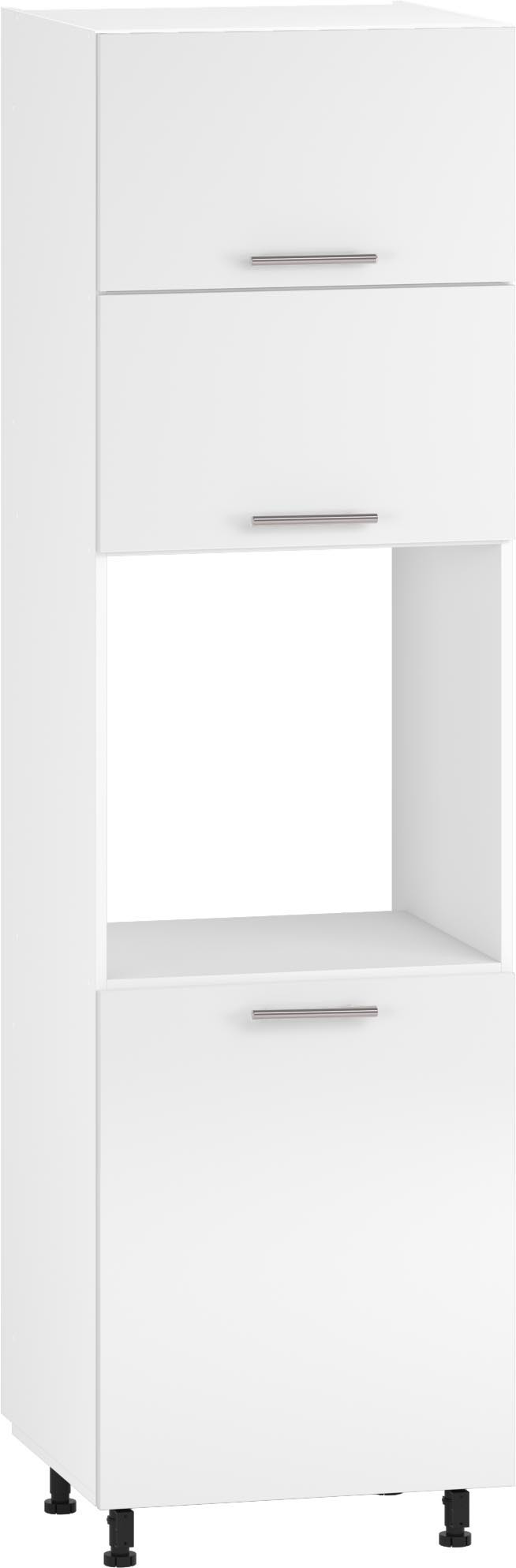 Wysoka biała szafka kuchenna VENTO DP 60/214 do zabudowy piekarnika – zdjęcie z przodu.