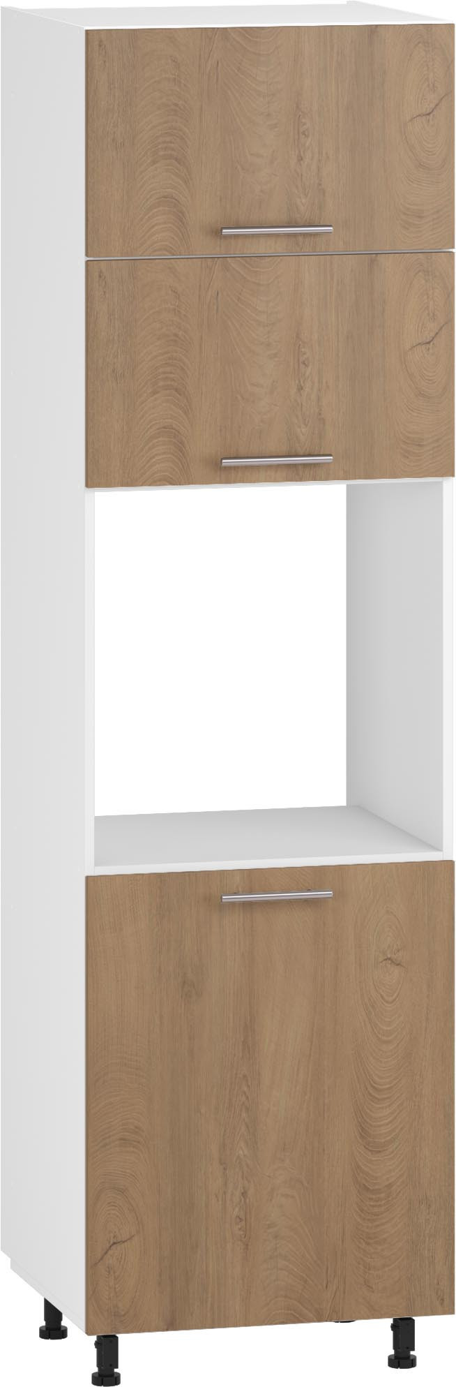 Wysoka szafka kuchenna VENTO DP 60/214 w kolorze dąb miodowy, widok z przodu.