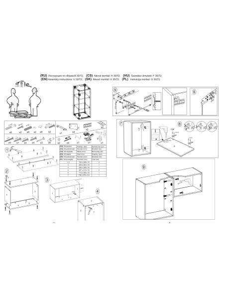 VENTO G-30/72 Szafka Kuchenna Górna 30cm Jasny Popiel Połysk